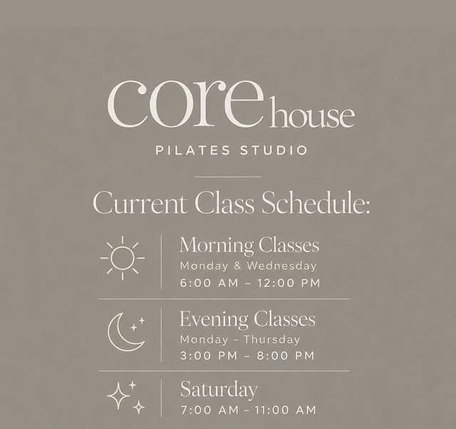 corehouse Pilates studio schedule
